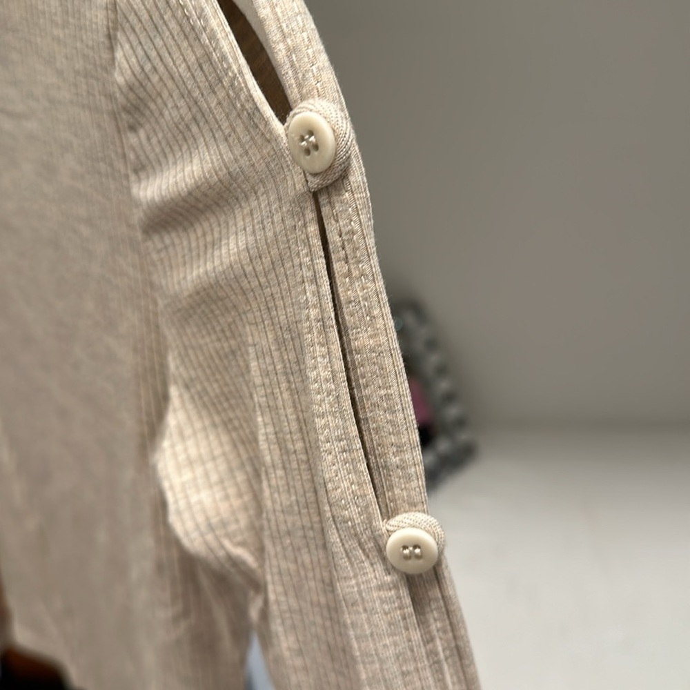 Jonathan Simkhai Robbed Button Sleeves Crew Neck - image 6